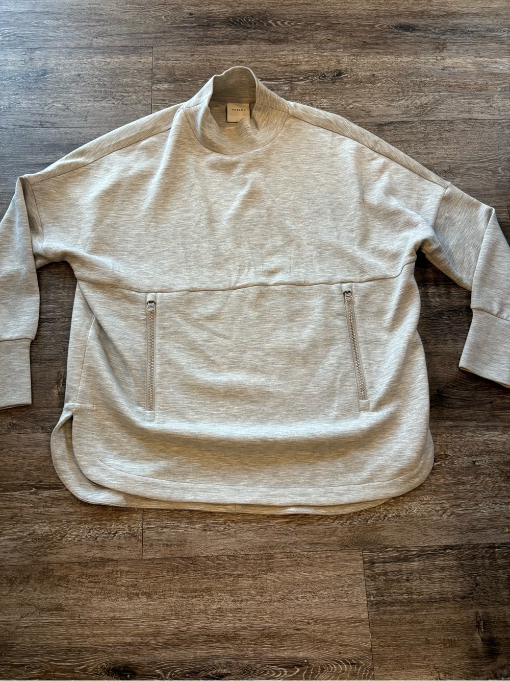 Varley Light Gray Turtleneck pullover with Zipper Pockets
